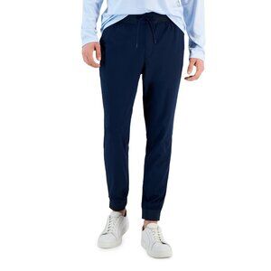 Alfani Jogger Pants Men Size L Blue Neo Navy Elastic Waist Pocket Drawstring $60